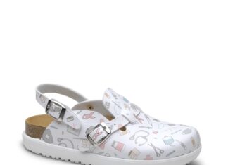 Zueco de trabajo feliz caminar